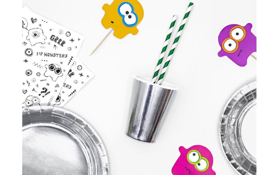 Einwegbecher Uni 220 ml, 6 Stück, SilberPappbecher für Partys