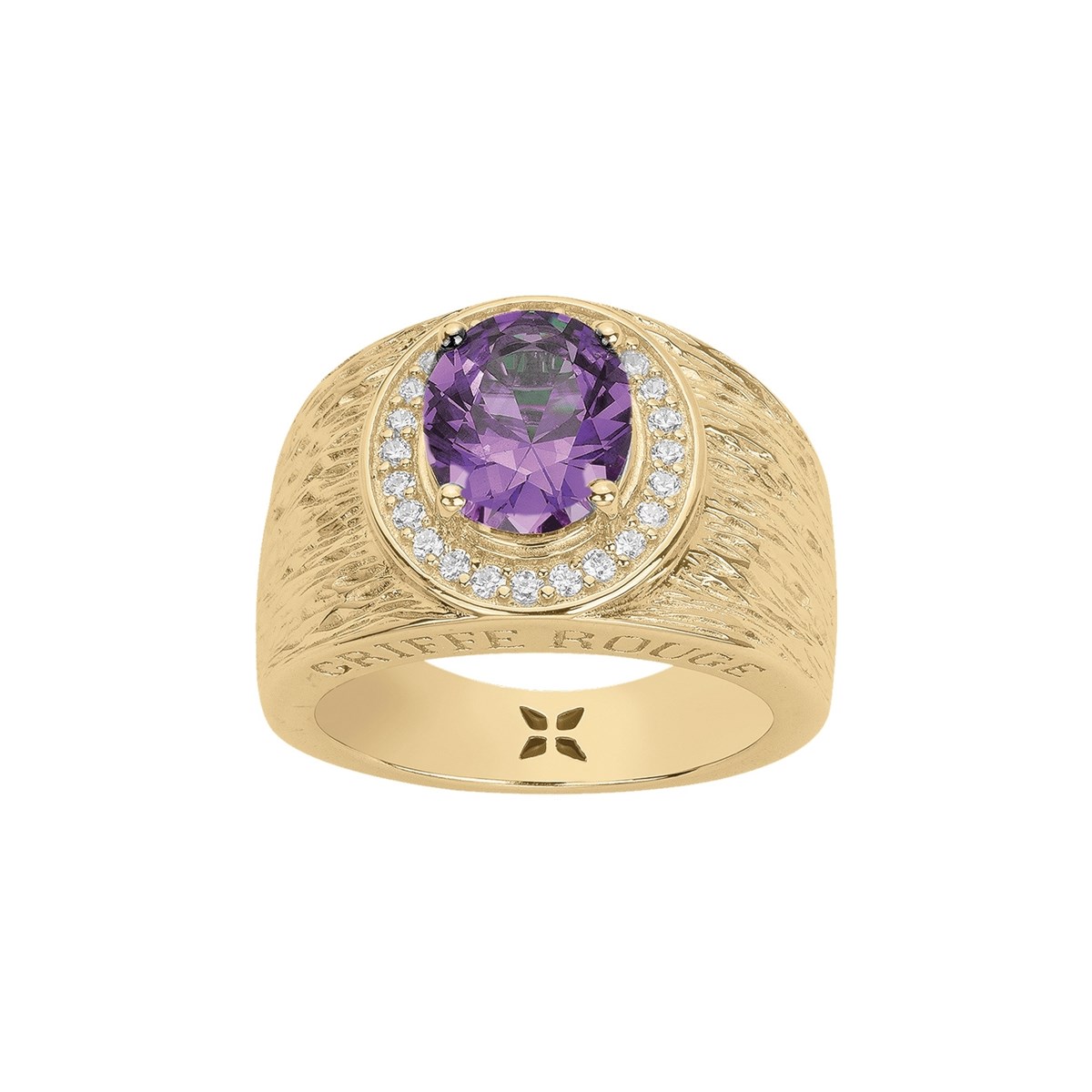 Bague VICTORIA en Plaqué Or avec pierre synthétique mauve amethyste