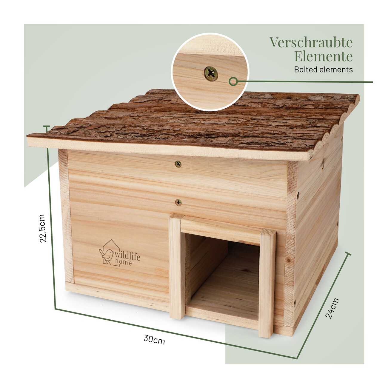 WILDLIFE HOME Igelhaus mit Rindendach