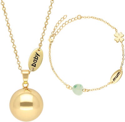 Bola Gravidsmykke med Armbånd Baby/Mum, Gullfarget