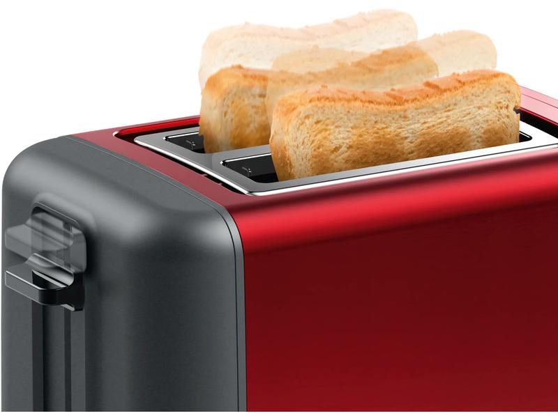 Bosch Toaster DesignLine TAT3P424DE Anthrazit/Rot Klassischer Toaster