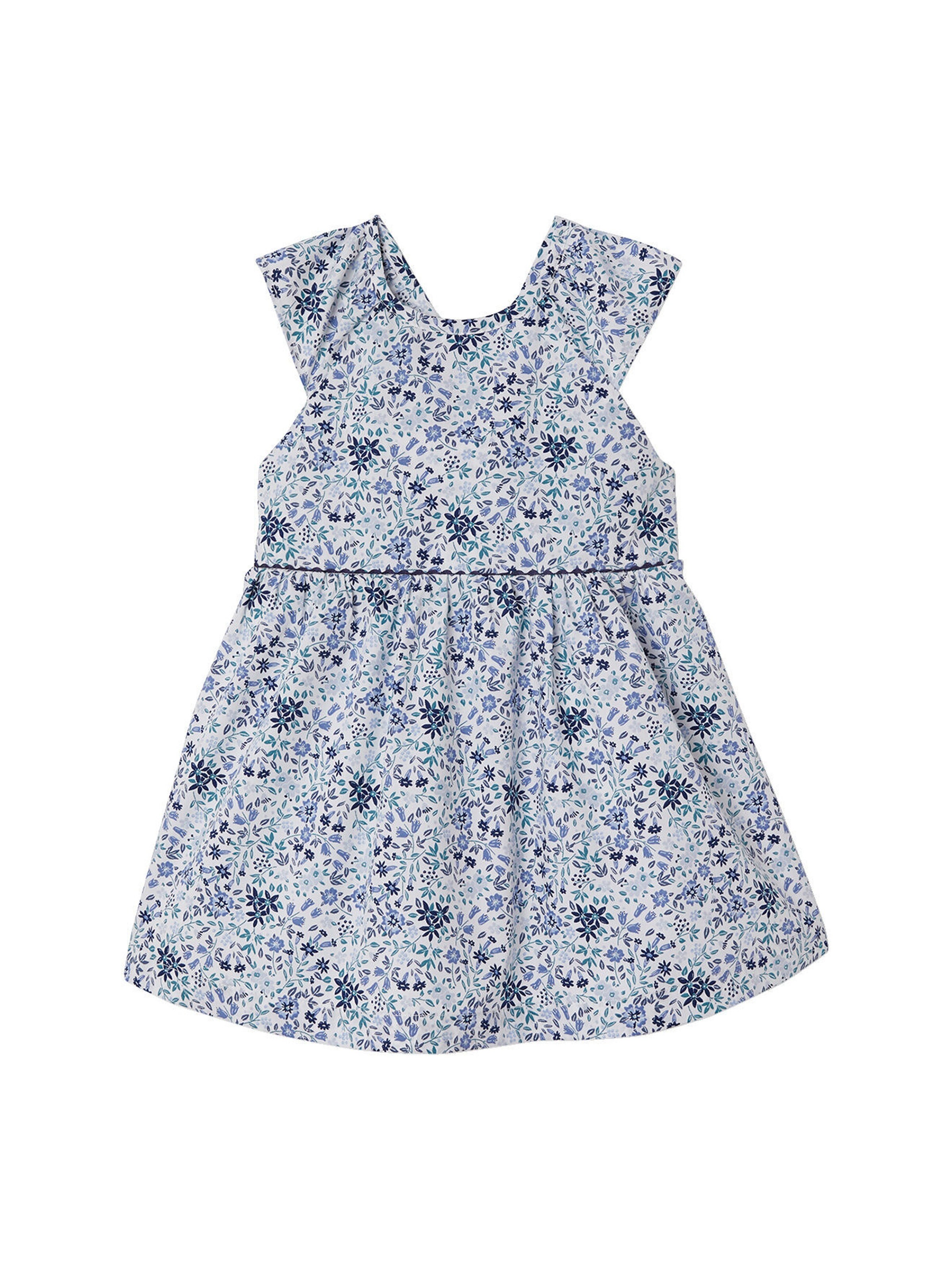 Vertbaudet Festliches Baby Kleid, Blumenmuster weiß/blau geblümt