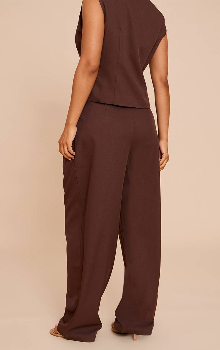 Chocolat Pantalon Large Taille Haute Ajusté Petite