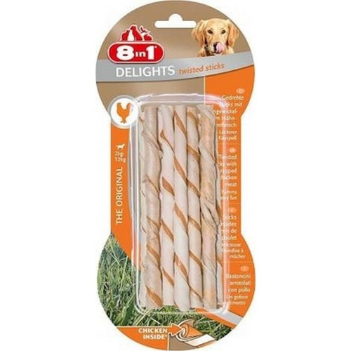 Pacote com 10 barrinhas Delights para cães, sabor frango.