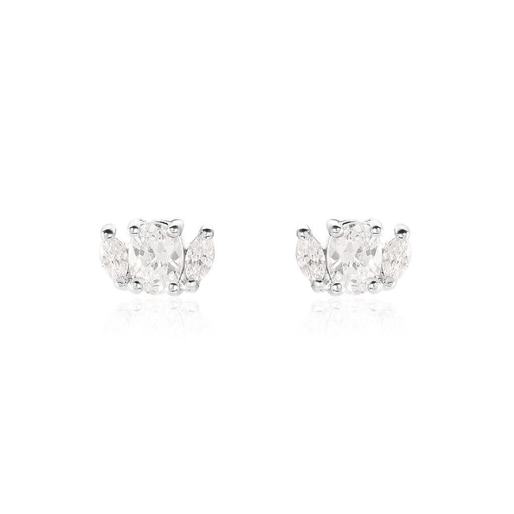 Boucles D'oreilles Puces Winter Sweetness Argent Blanc Oxyde