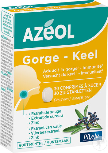 Pileje Azéol Gorge Goût Menthe 30 Comprimés À Sucer