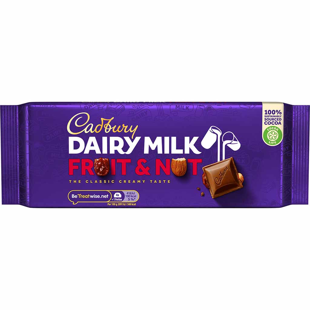 Cadbury Tafelschokolade Dairy Milk Fruit & Nut 180g MHD:17.7.25