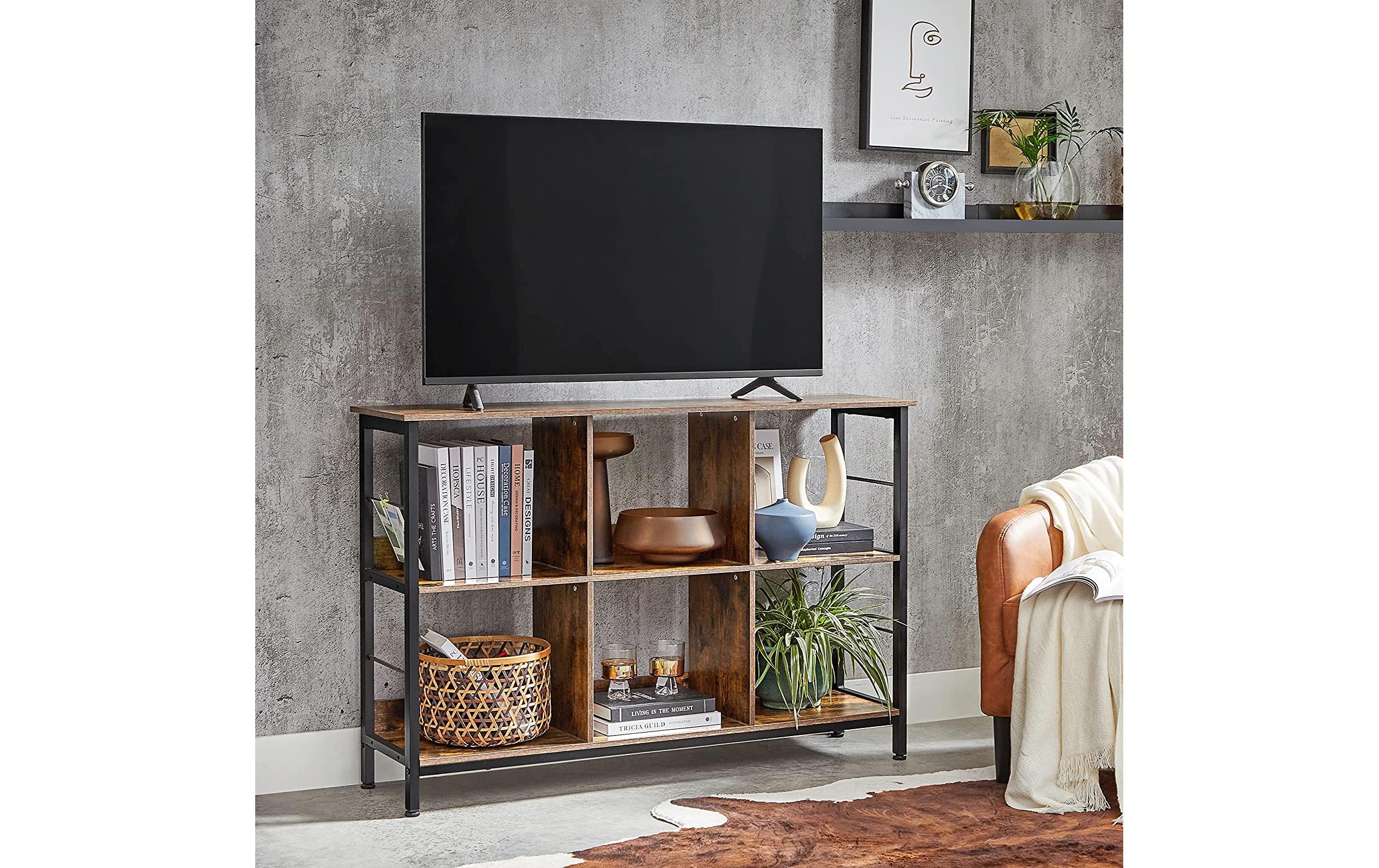 Regal Industrial SchwarzRegal für das Wohnzimmer mit 6 Fächern