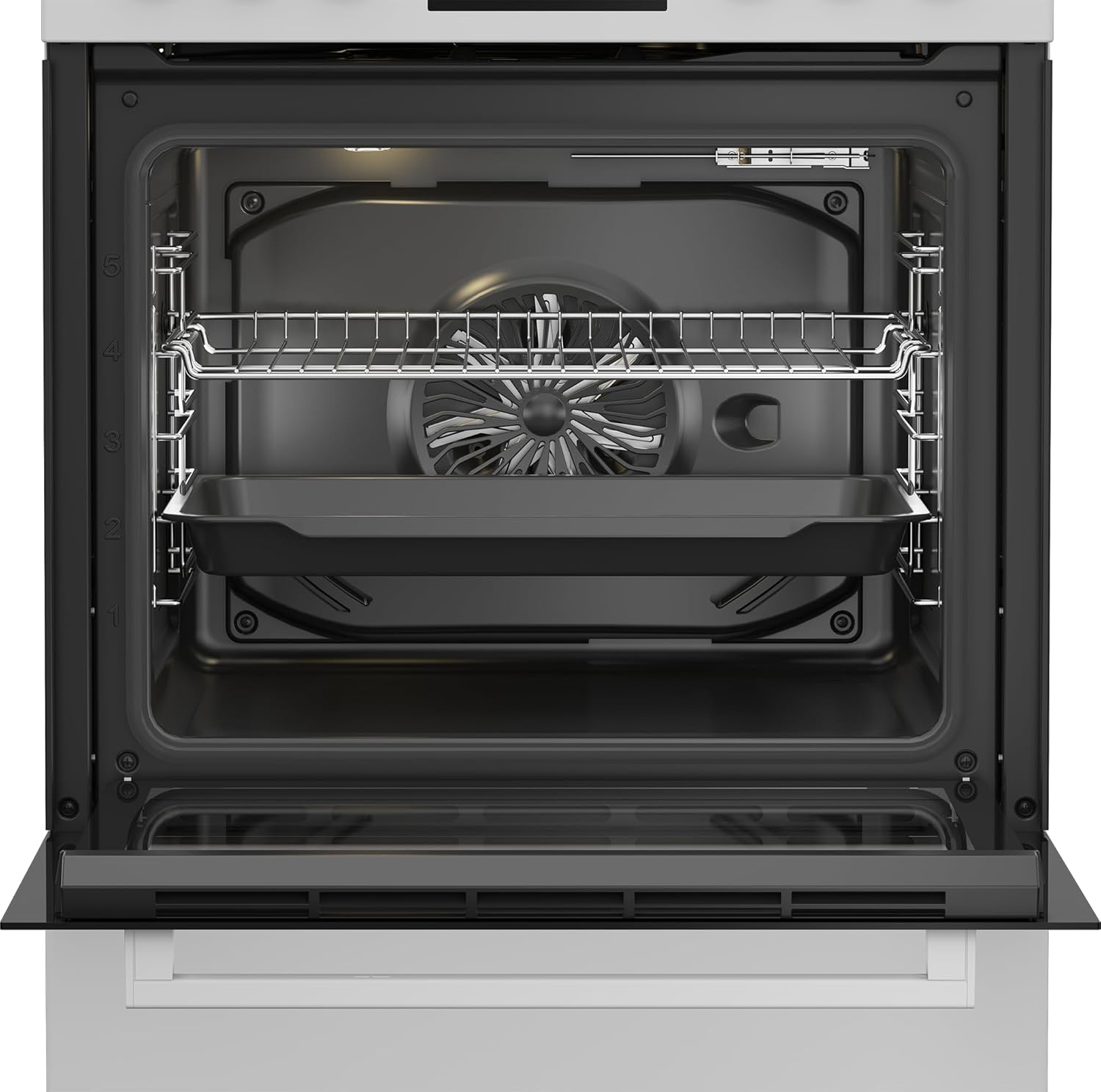 Beko FBM62320WDSL Freistehender Herd, Multifunktionsofen mit Gaskochfeld, 72 l Garraum-Volumen, 4 Kochzonen, 8 Heizarten, Seitengitter, Multifunktionsdisplay, Weiß