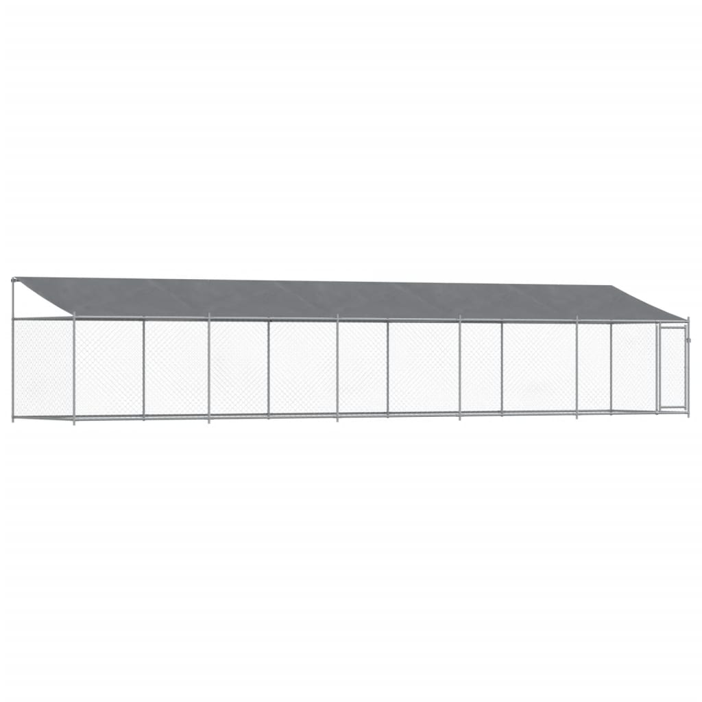 Gaiola para cães vidaXL com teto e porta, aço galvanizado, cinza, 10x2x2 m