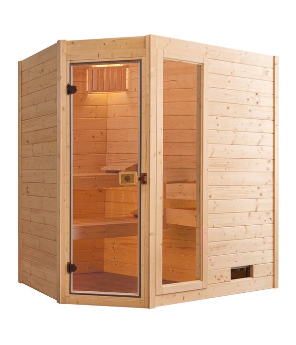 Weka Ecksauna Valida mit Glastür und Fenster