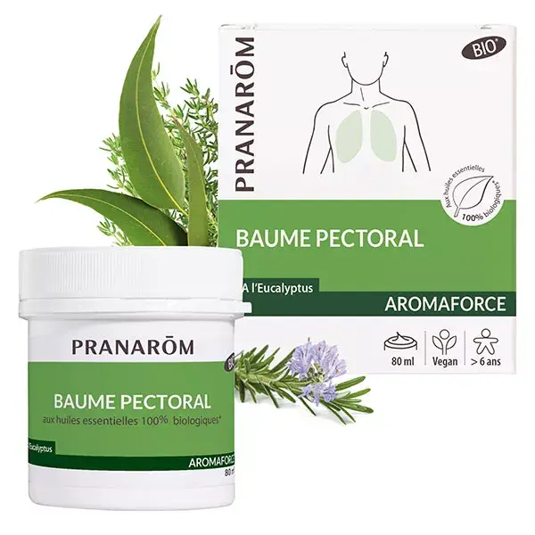 Bálsamo para o peito orgânico Pranarom Aromaforce 80ml