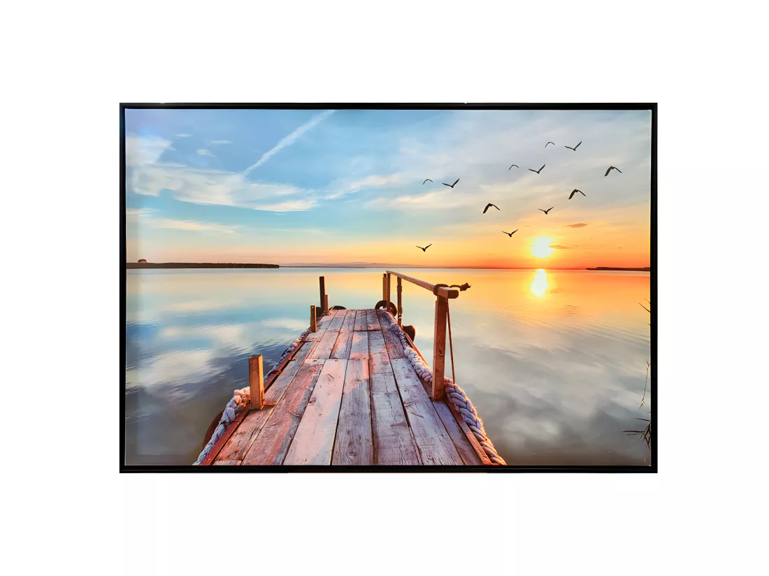 Tableau imprimé coucher de soleil cadre en bois noir 60x90 cm - SUNSET