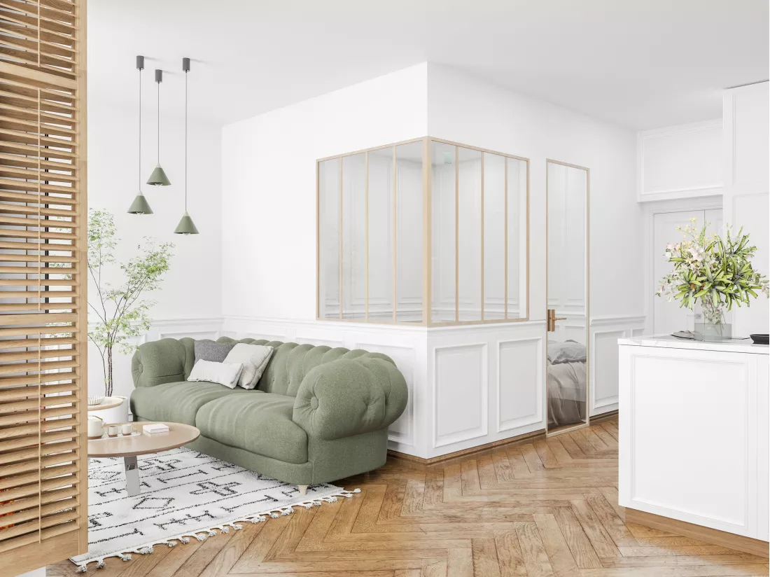 Poteau d'angle pour verrière atelier en aluminium thermolaqué 130 cm naturel clair - BAYVIEW