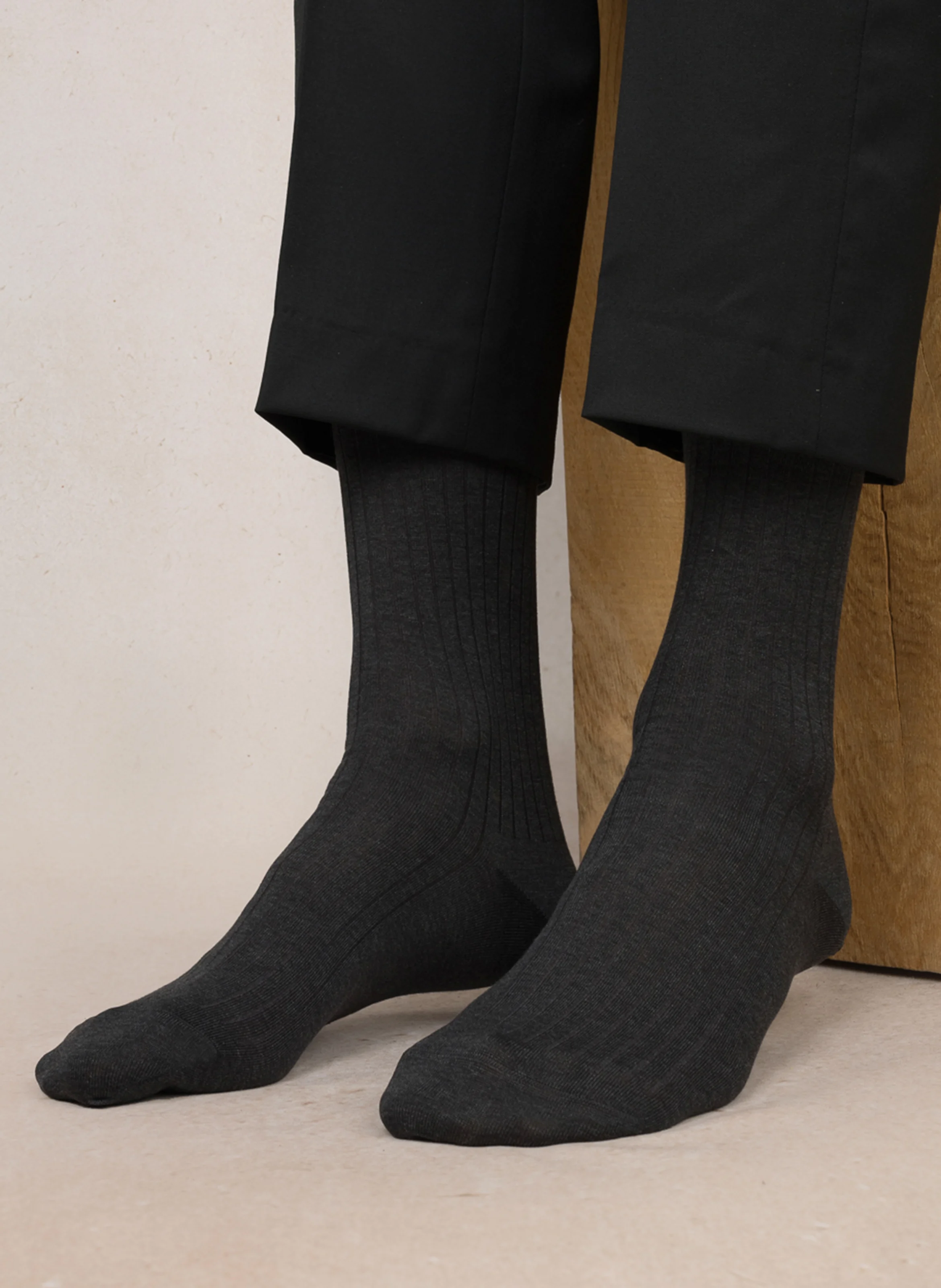 Chaussettes montantes en coton mélangé | Gris
