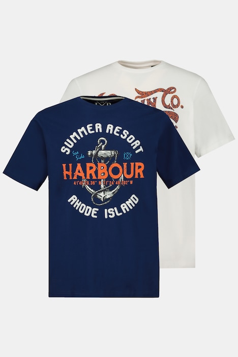 T-Shirt, 2er-Pack, Rundhals, Halbarm, Anker Print