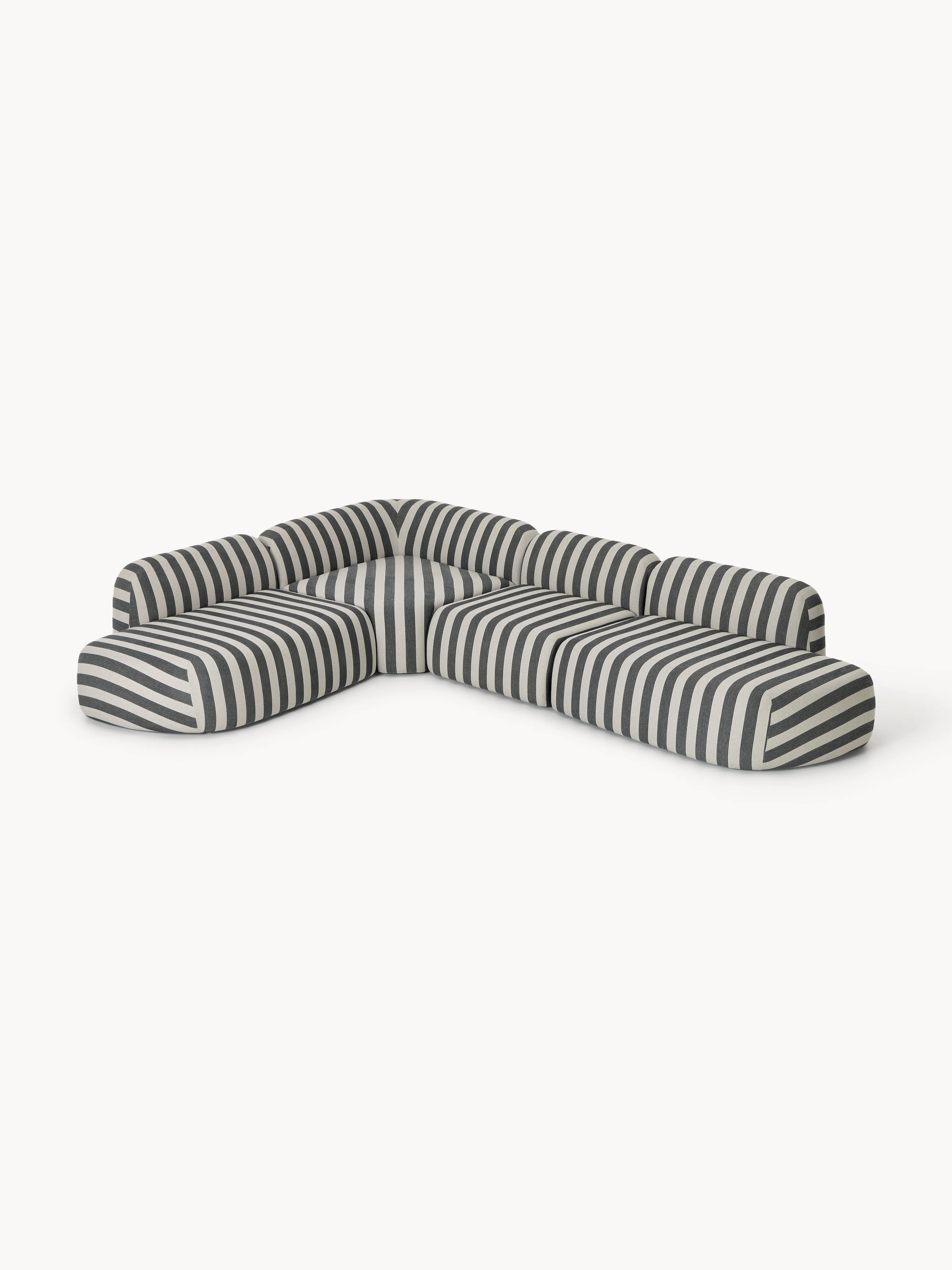XL modulaire gestreepte hoekbank Wolke met chaise longue