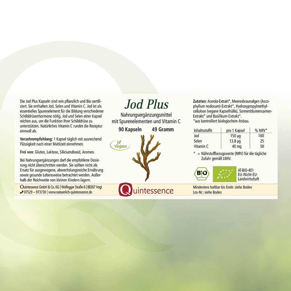 Jod Plus Kapseln in Bioqualität von Quintessence