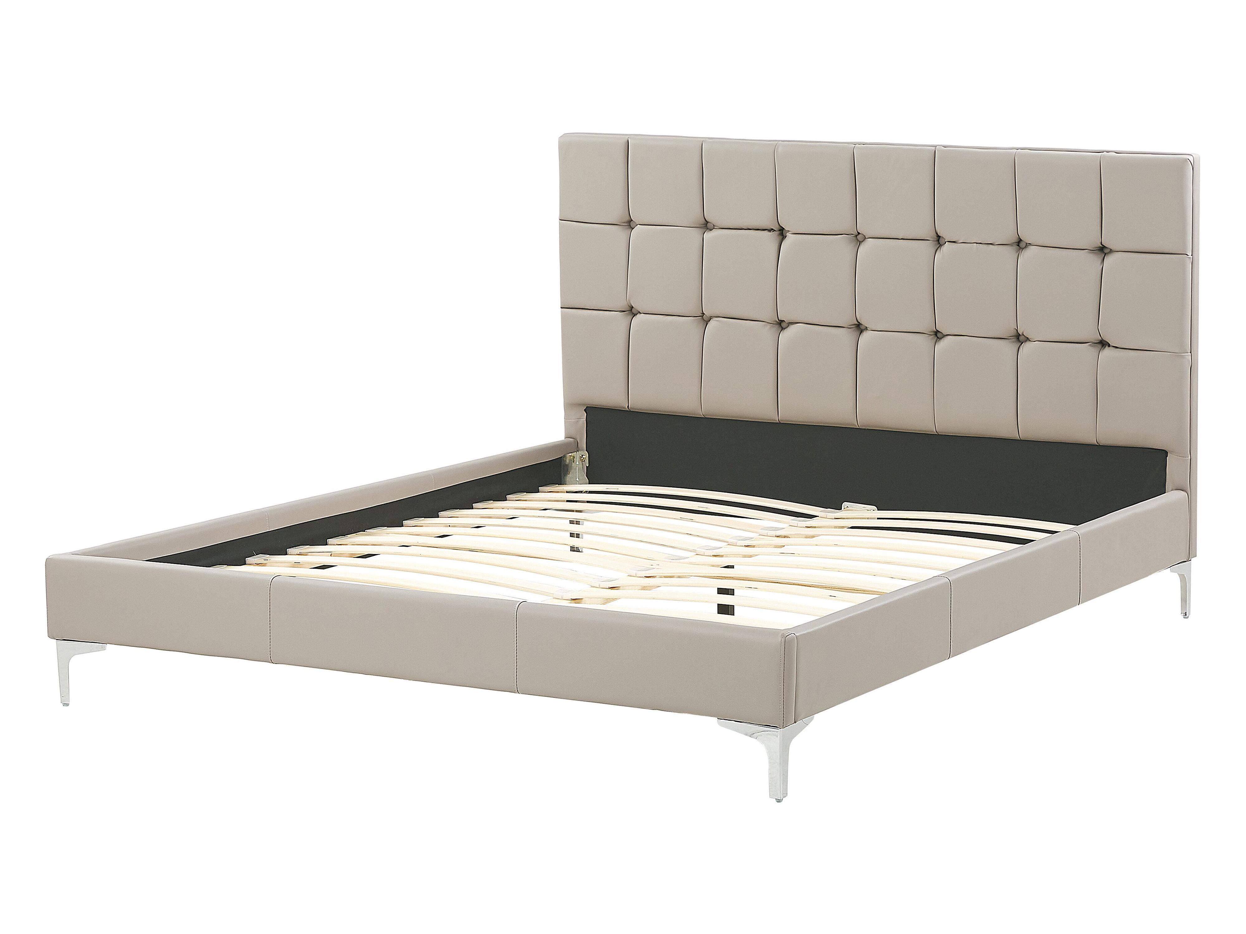 Bed Kunstleer AMBERT 140 x 200 cm Taupe