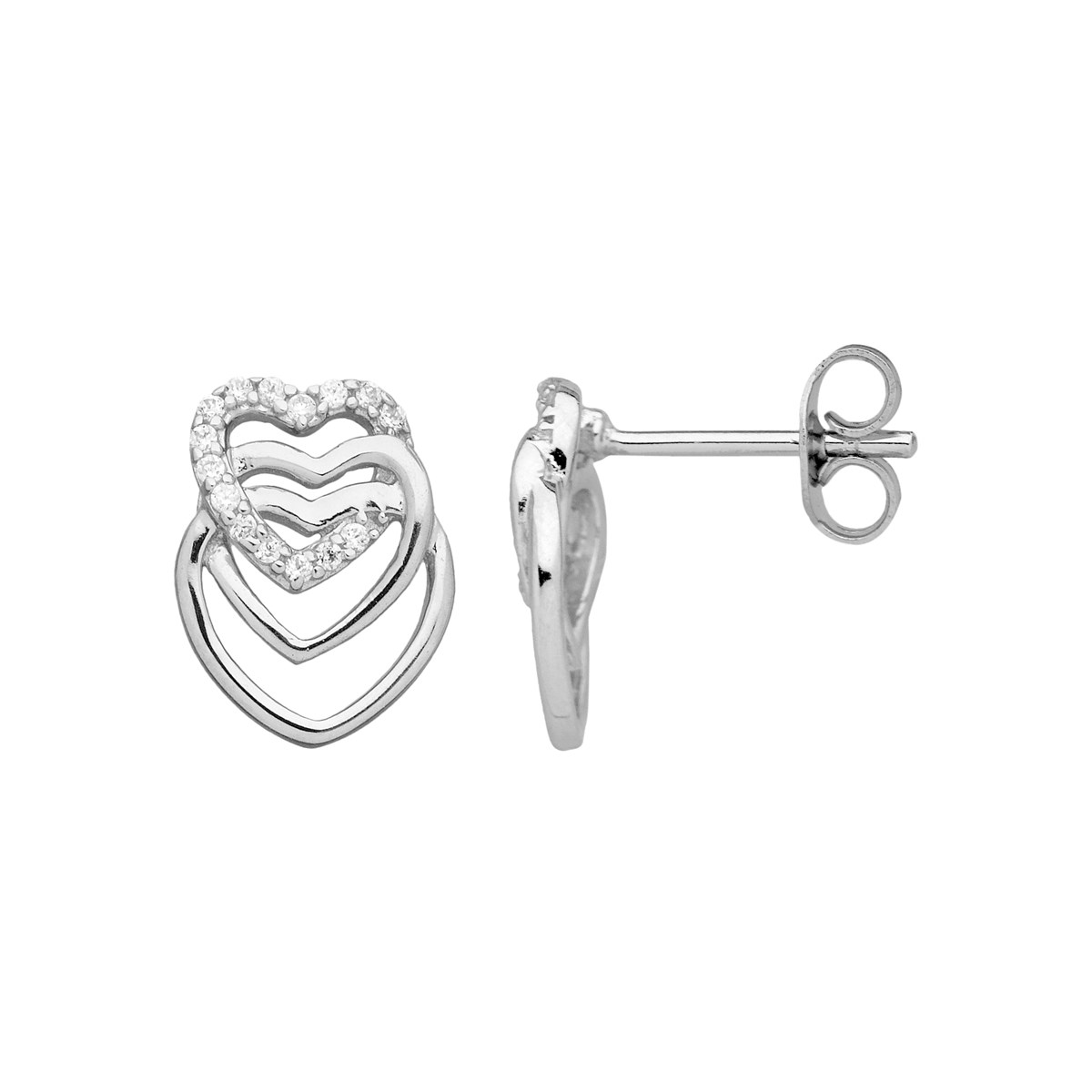 Boucles d'oreilles puces en Argent avec oxyde de zirconium blanc
