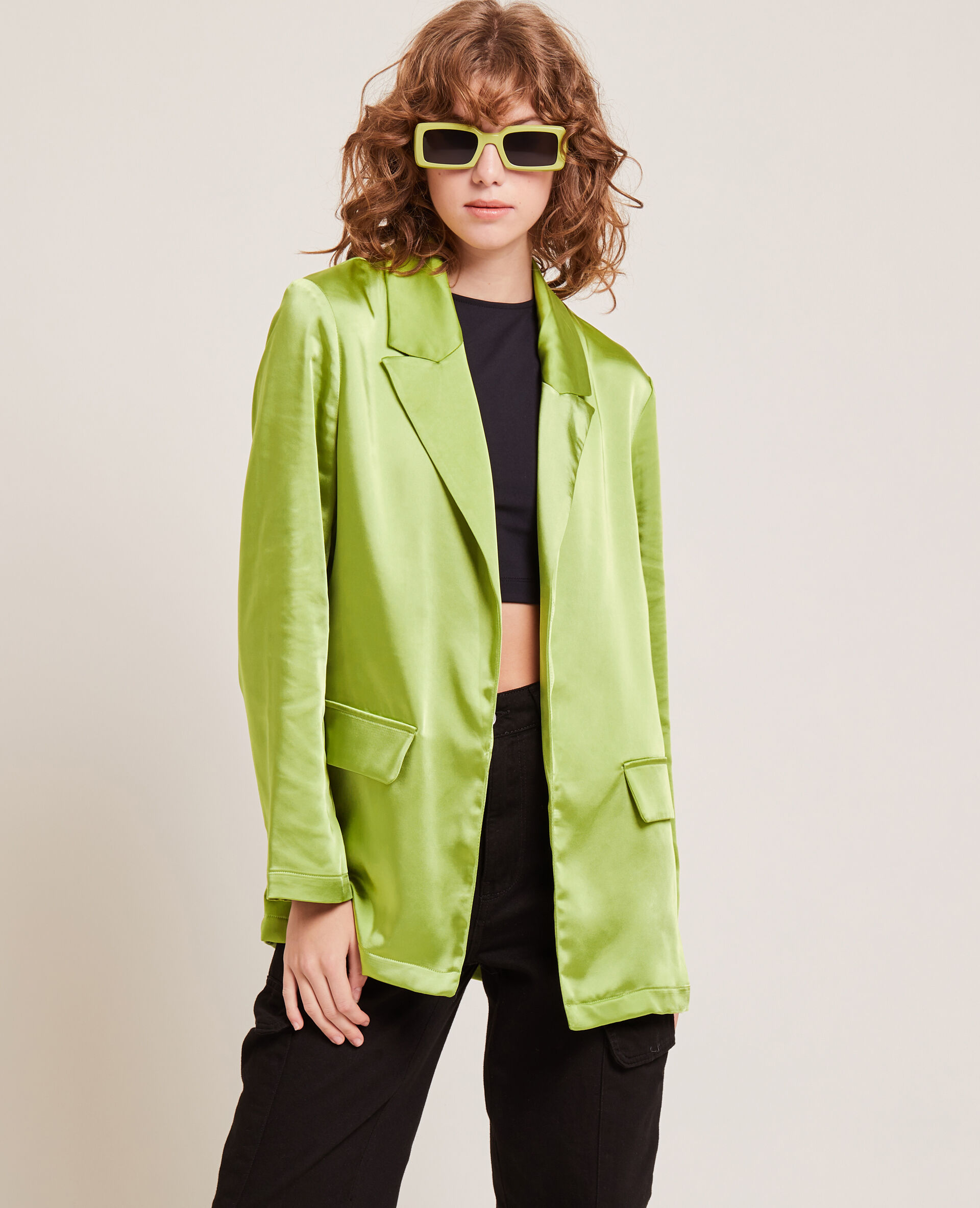 Veste blazer en satin - Vert
