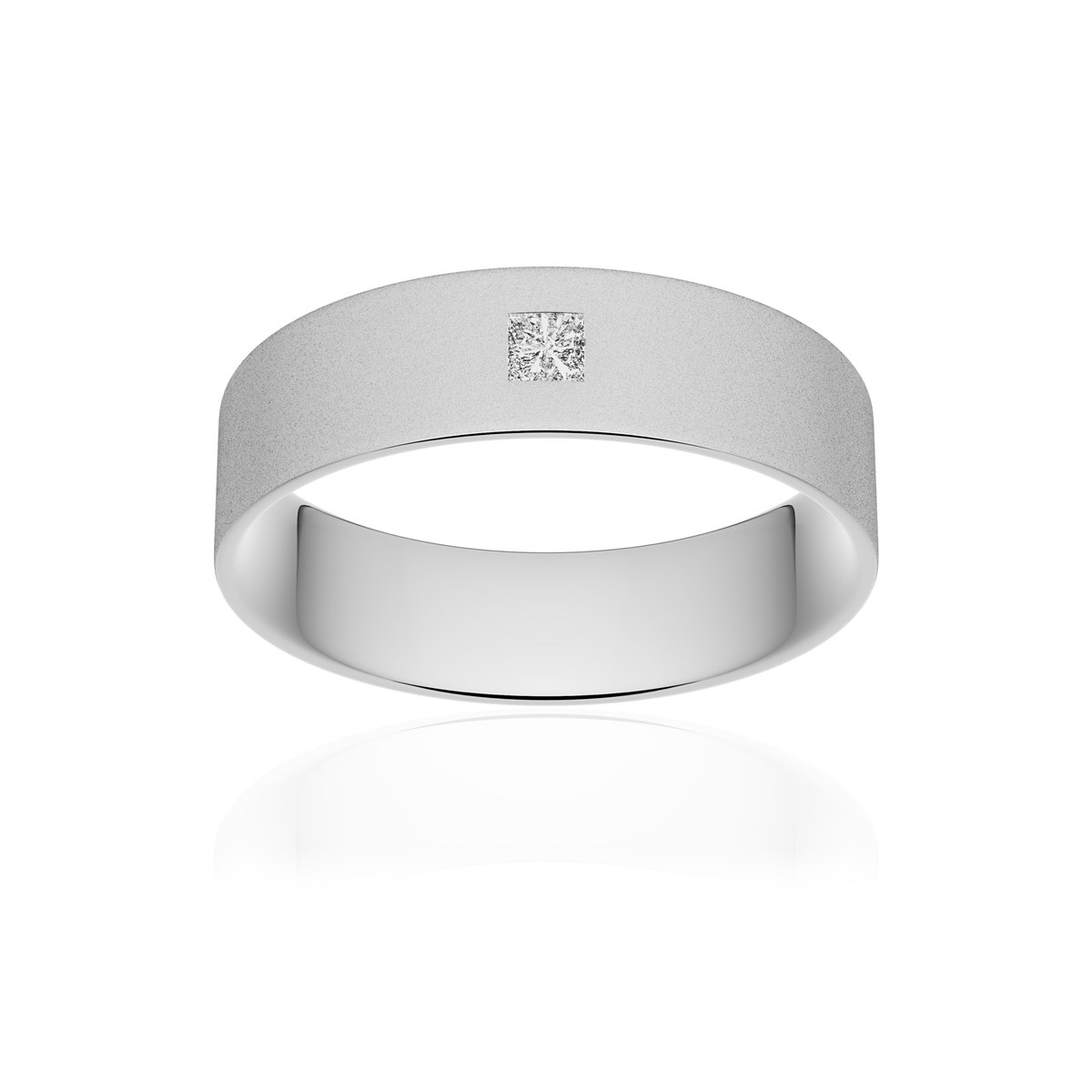 Alliance platine 950 sablé ruban plat confort 5,5 mm diamant princesse