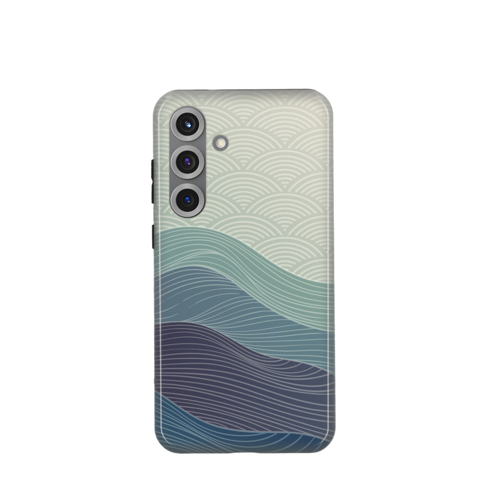 Samsung Galaxy S25 Plus Hybrid (Kunststoff / Gummi) Hülle Wellen und Wind - Blau