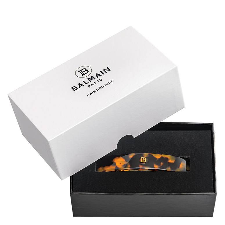 Balmain Cellulose Acetate Barrette Pour Cheveux Medium Hairclip Tortoise Shell
