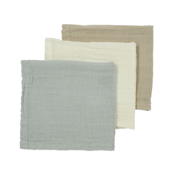 Meyco Monddoekjes - 3 Stuks - Uni - Offwhite / Light Grey / Toffee