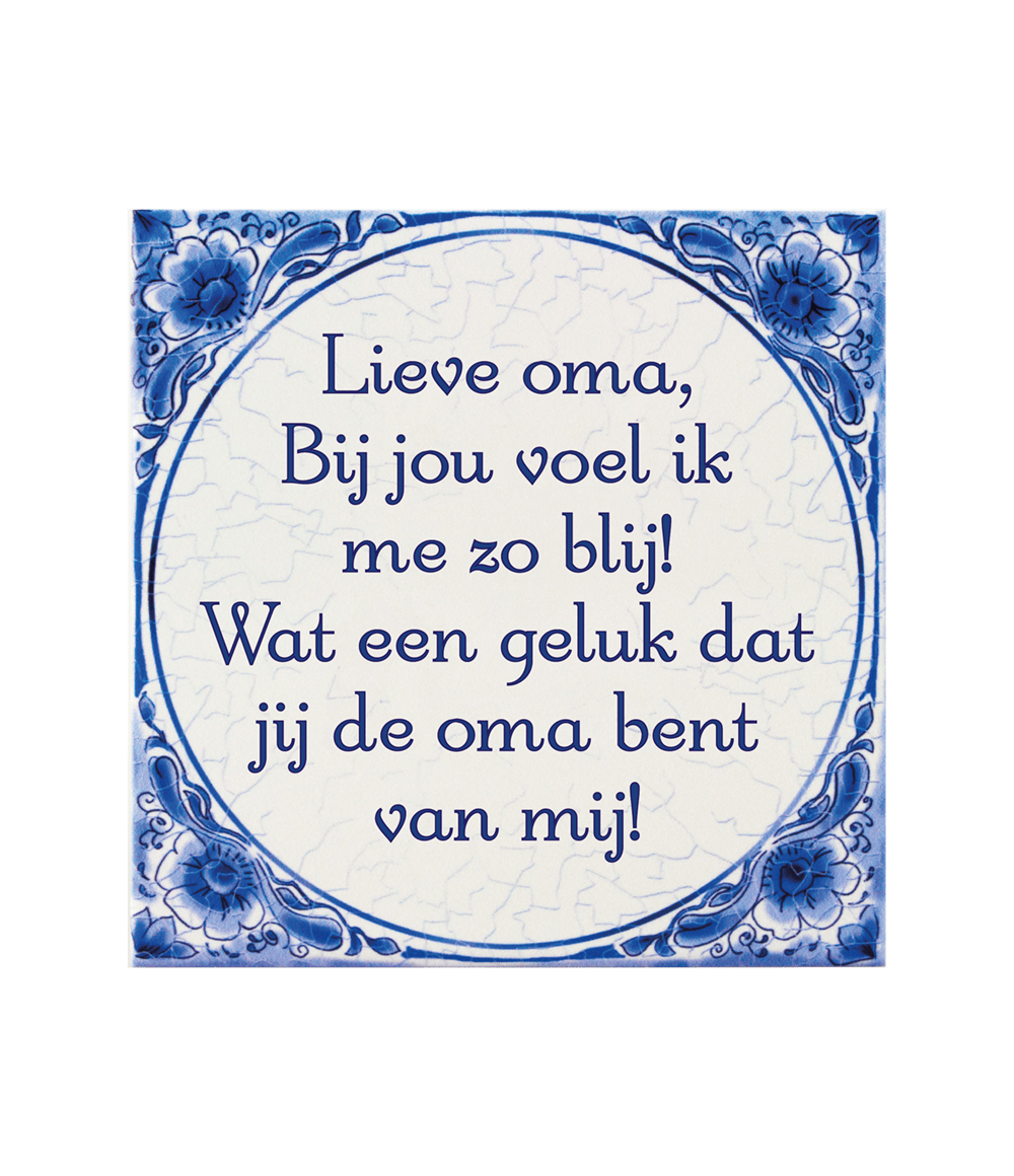 Delfts Blauw Tegel Lieve Oma 14,5cm