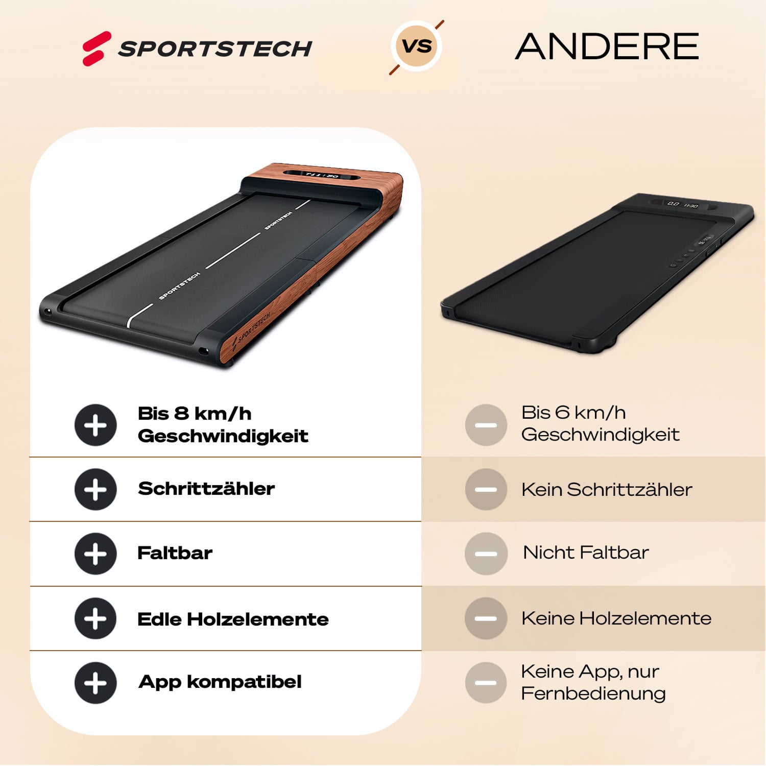 WoodPad Pro Laufband dunkelbraun