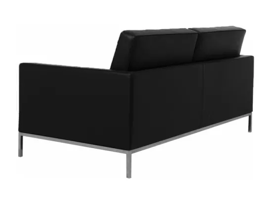 Canapé design 2 places capitonné cuir blanc Flora 145cm