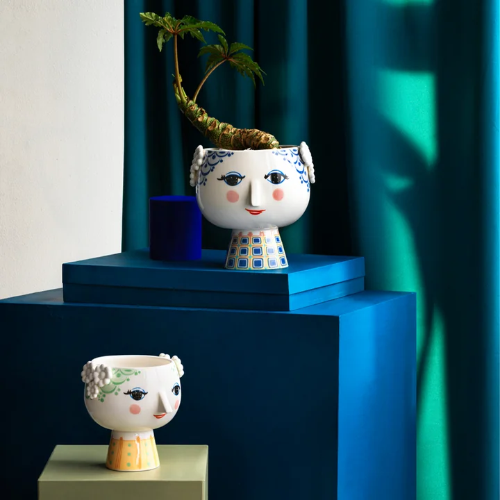 Bjørn Wiinblad - Eva Übertopf mit Fuss Ø 21 cm, blau