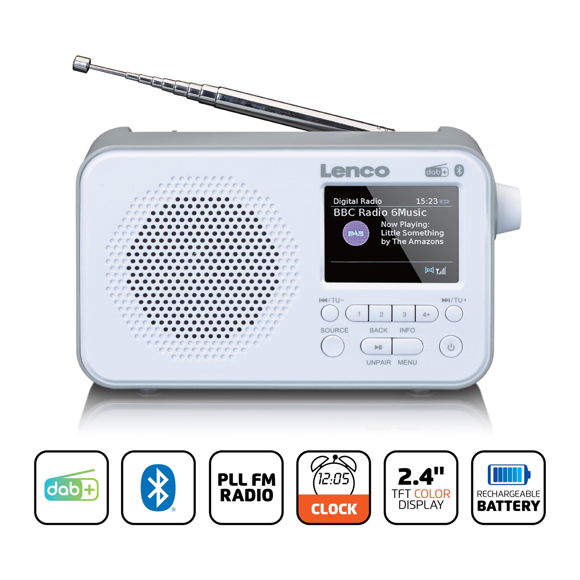 Lenco PDR-036WH DAB+ FM radio