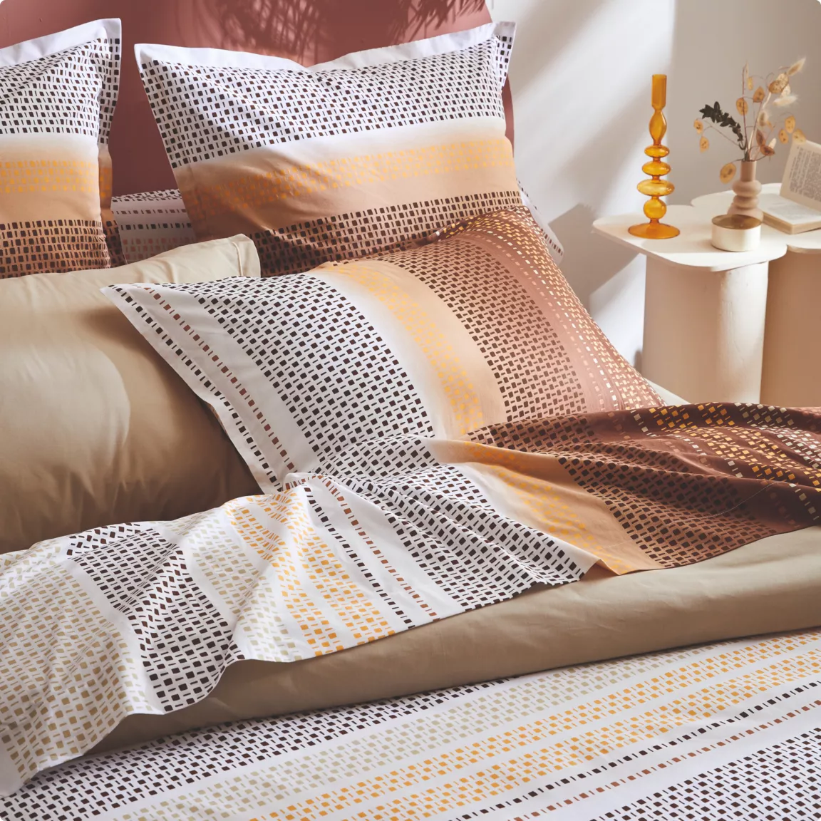 Housse de couette coton (240 x 220 cm) Niagara Marron châtaigne