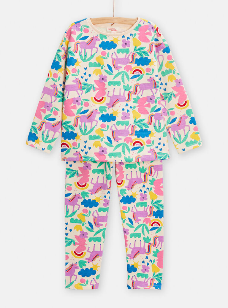 Pyjama écru imprimé graphique pour fille