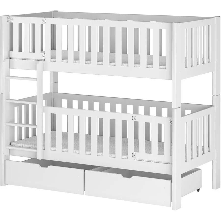 Kids Collective Hochbett 80x180 mit schließbarem Rausfallschutz Etagenbett weiß