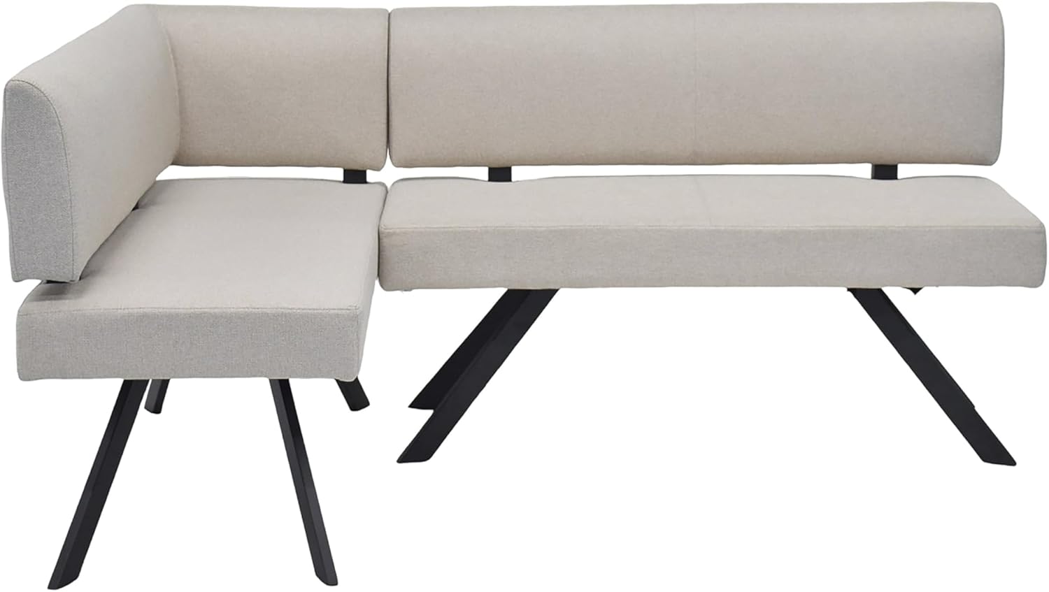 byLIVING Eckbank Toronto, Bezug in Taupe, Gestell in schwarz, L-Form Langer Schenkel rechts, Taschenfederkern, Küchenbank, Speisezimmerbank, Maße: B 182, H 85, T 128 cm