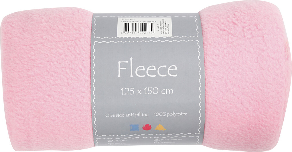 Fleece - L 125 CM - B 150 CM - 200 G - Lys Pink - 1 Stk