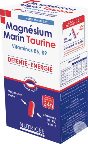 Nutrigée Détente Énergie Magnésium Marin Taurine 60 Comprimés Bicouches