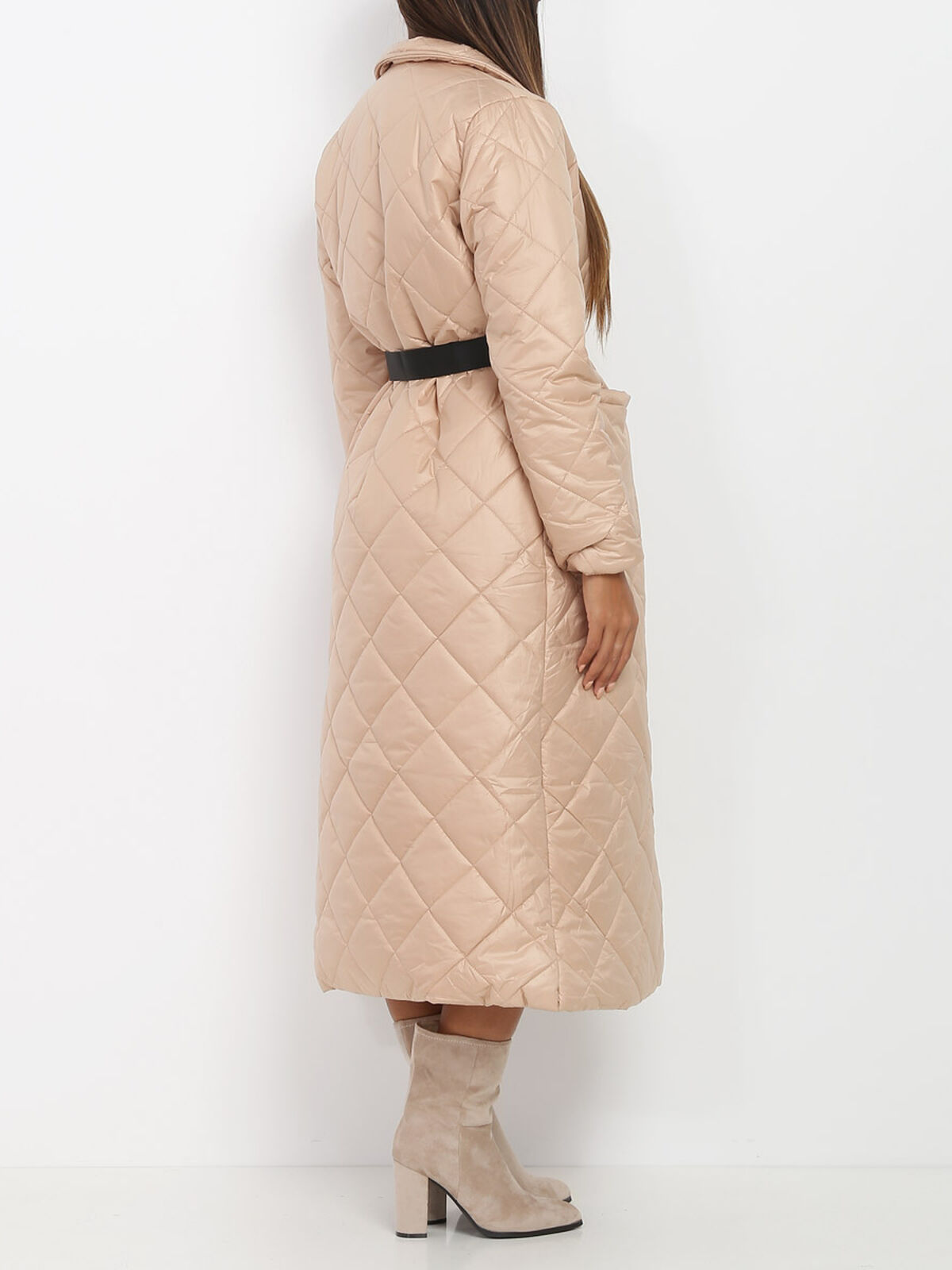 Doudoune longue matelassée- Beige
