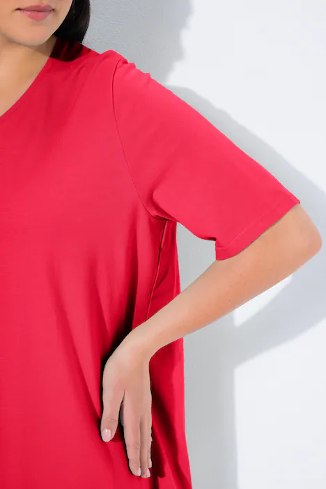 T-Shirt, A-Linie, V-Ausschnitt, Halbarm, rot