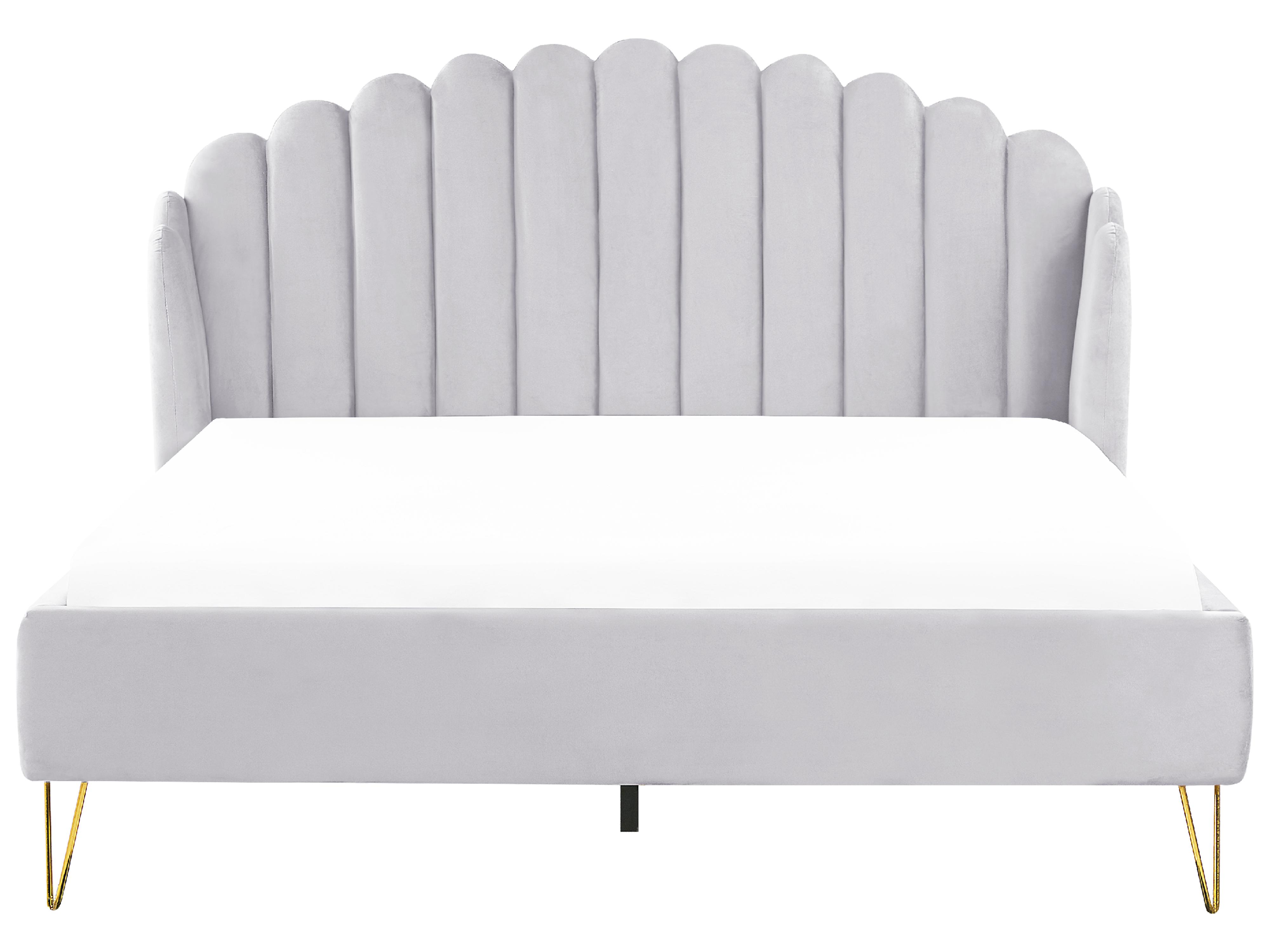 Bed Fluweel AMBILLOU 180 x 200 cm Lichtgrijs