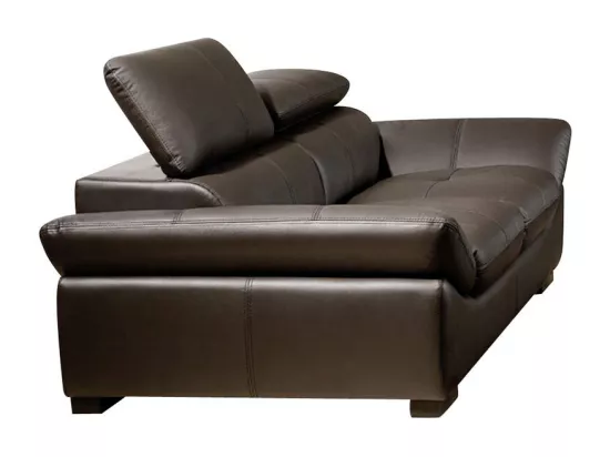 Canapé Cuir 2 places BORNEO Marron - Angle Droit