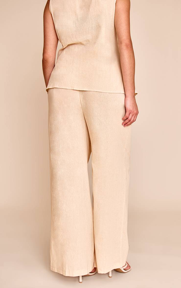 Sable Pantalon Large À Rayures Aspect Lin Grande Taille