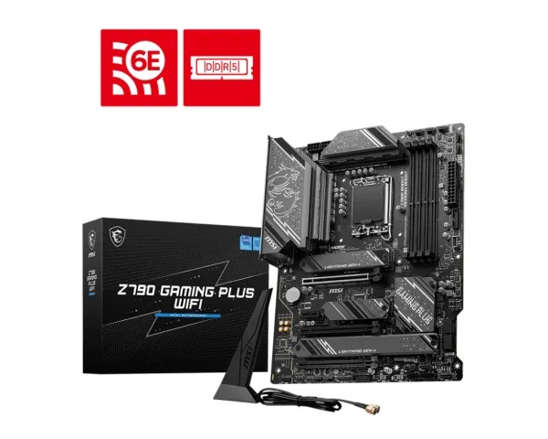 MSI Z790 Gaming Plus Wifi - Bundkort - ATX - LGA1700 sokkel - Z790 Chipset - USB-C 3.2 Gen 2x2, USB 3.2 Gen 2, USB 3.2 Gen 1, USB-C 3.2 Gen2 - 2.5 Gigabit LAN, Wi-Fi 6E, Bluetooth - onboard grafik (CPU påkrævet) - HD Audio (8-kanaler)