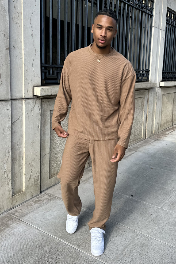 Ensemble 2 pièces pull + pantalon marron