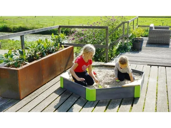 EXIT Aksent, 1400 mm, 1600 mm, Sekskantet, Cedar træ, Grå, Sandbox