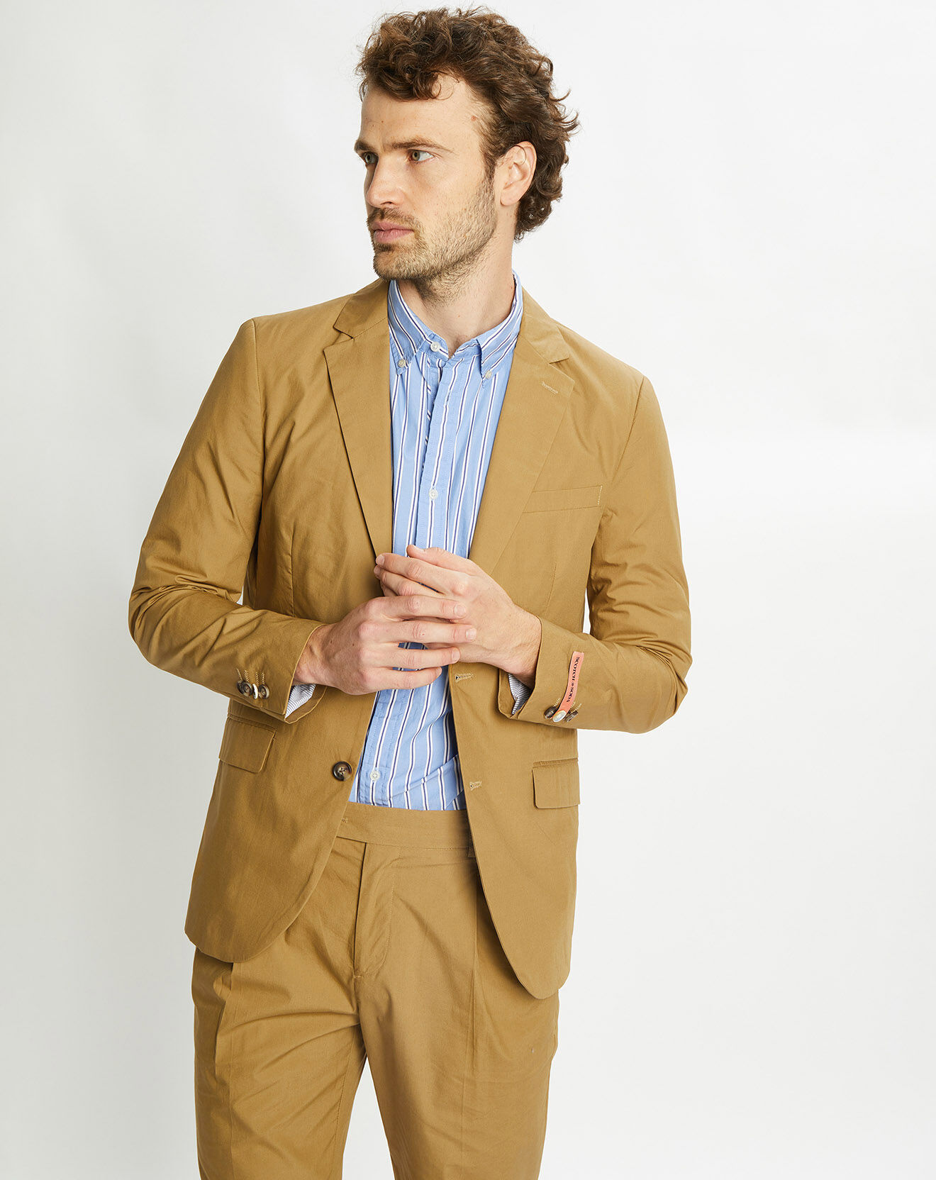 Scotch & Soda Veste Cintrée en Popeline Stretch 2 boutons camel