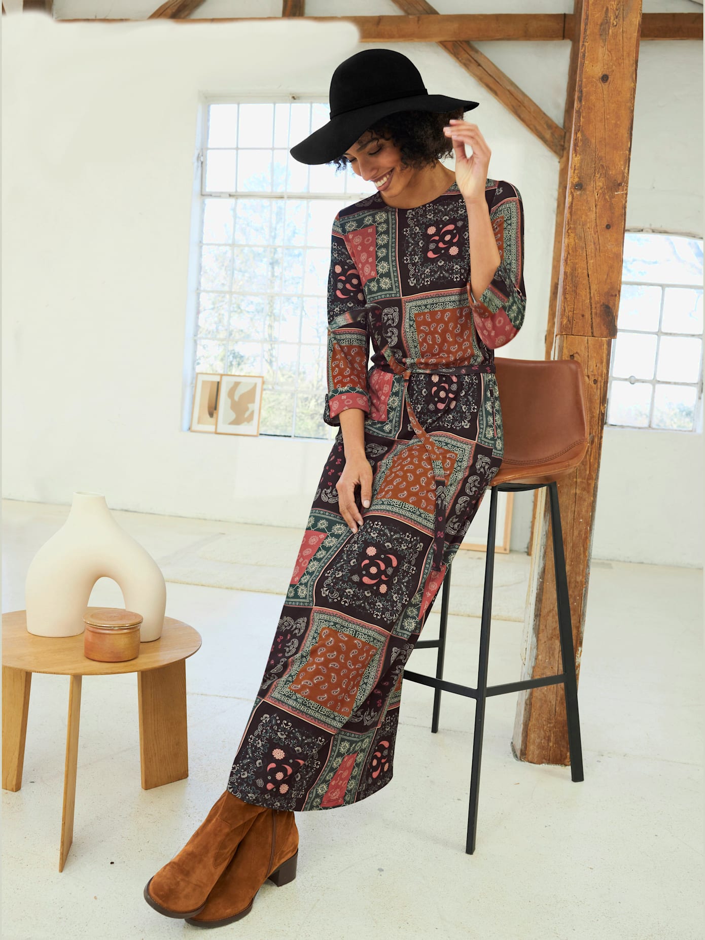 Robe en jersey imprimé patchwork